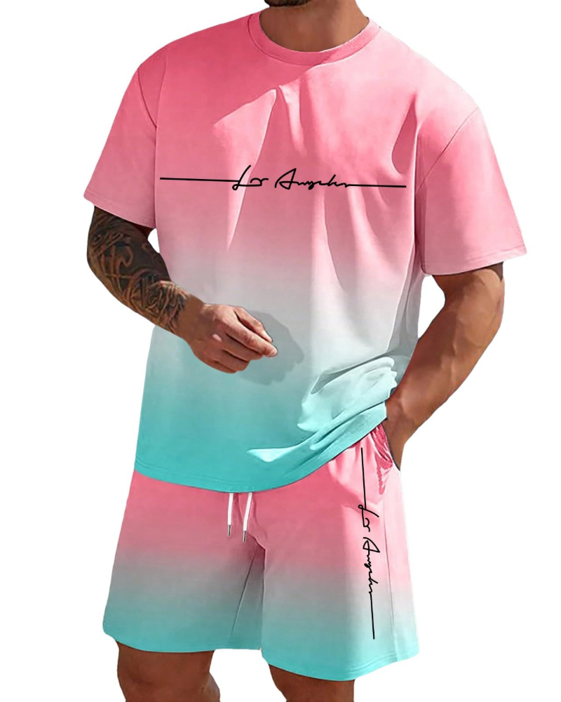 Derek Ensemble Lounge Homme – T-shirt à manches courtes, short avec cordon et poches