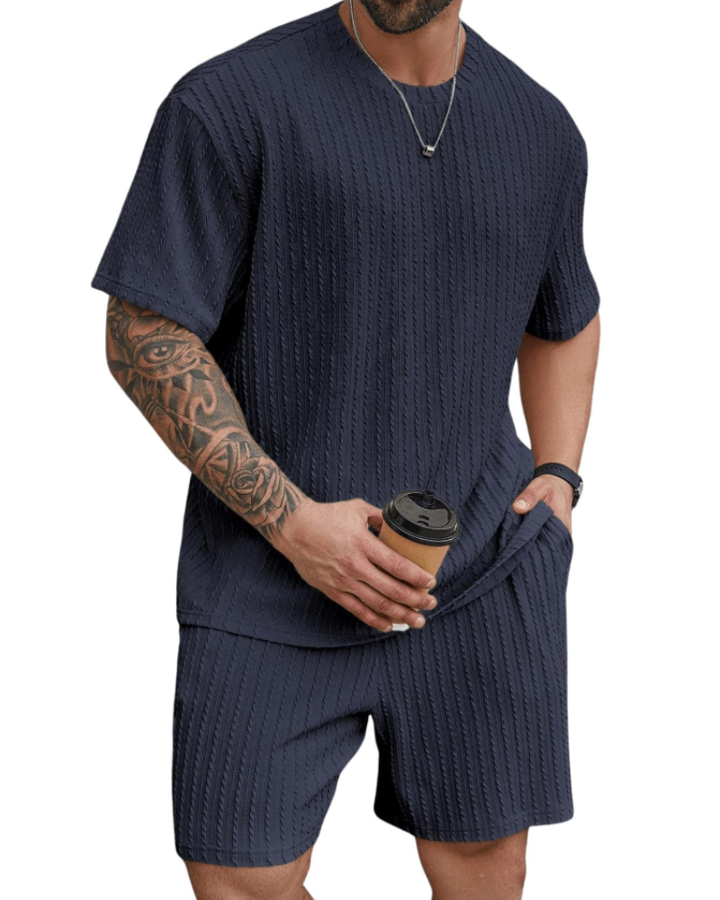 Calvin Ensemble Été Homme – T-shirt Manches Courtes, Shorts avec Cordon et Poches