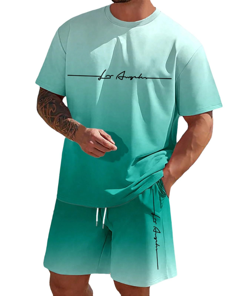 Derek Ensemble Lounge Homme – T-shirt à manches courtes, short avec cordon et poches