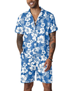 Adrian Completo Hawaiano Uomo – Camicia Floreale, Pantaloncini con Coulisse e Tasche