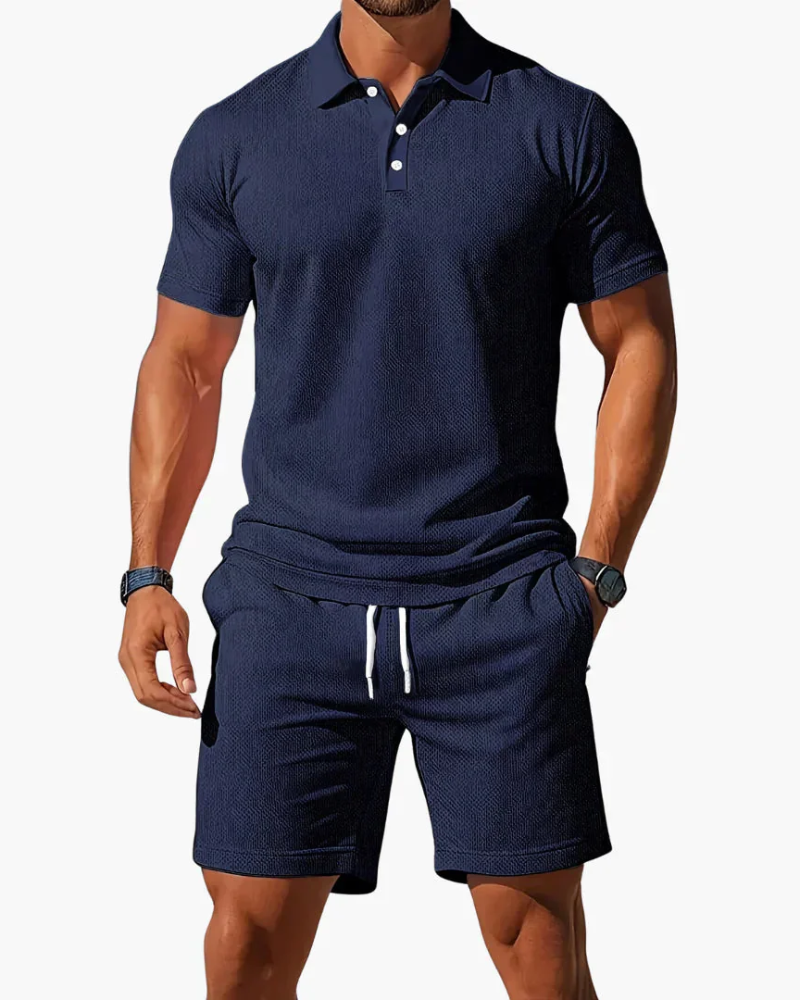 Bennett Conjunto Polo 2 Piezas Hombre – Camiseta, Pantalón Corto y Cintura Ajustable