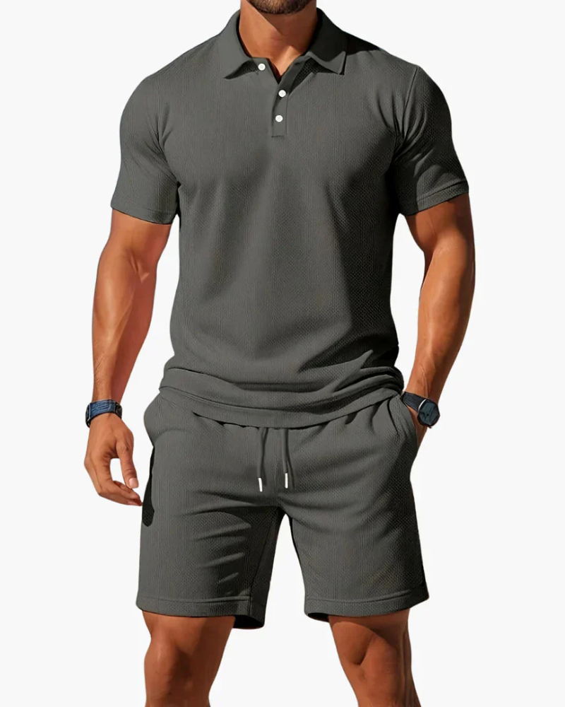 Bennett Conjunto Polo 2 Piezas Hombre – Camiseta, Pantalón Corto y Cintura Ajustable