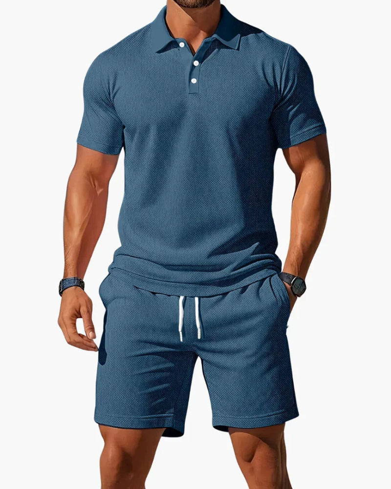 Bennett Conjunto Polo 2 Piezas Hombre – Camiseta, Pantalón Corto y Cintura Ajustable