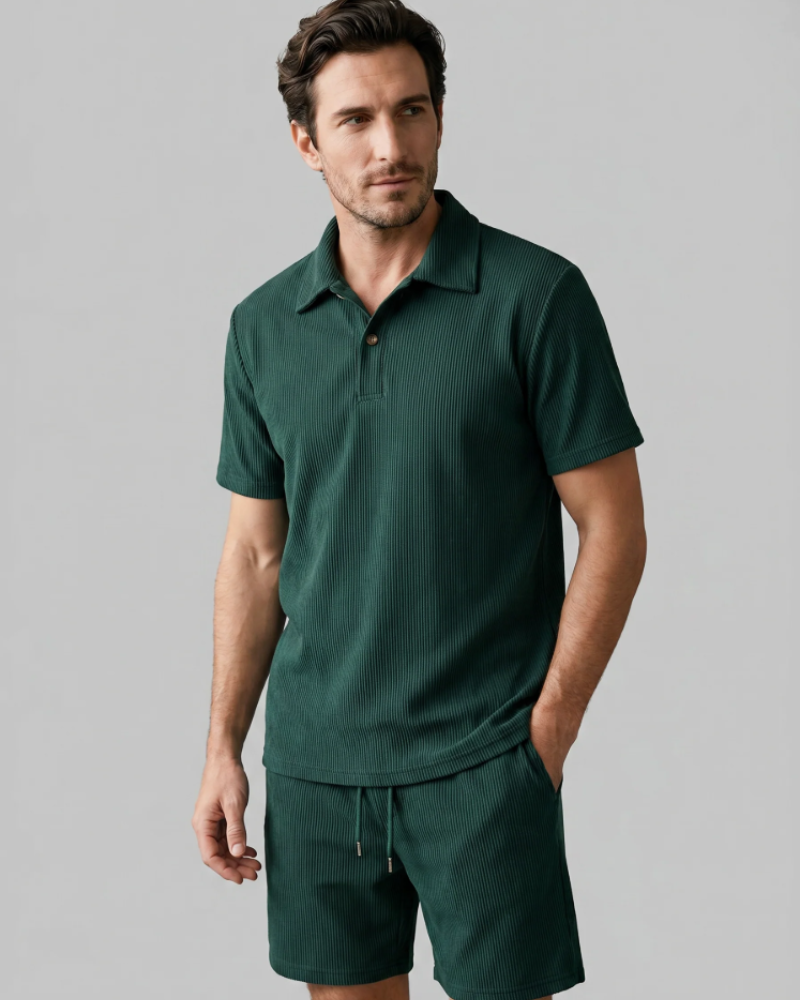 Russell Conjunto 2 Piezas Hombre – Polo, Pantalón Corto y Corte Moderno