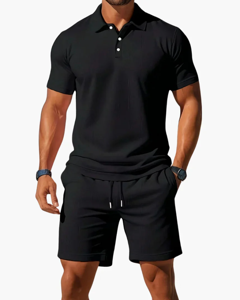 Bennett Conjunto Polo 2 Piezas Hombre – Camiseta, Pantalón Corto y Cintura Ajustable