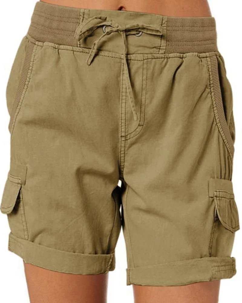 Reese Shorts Cargo Mujer – Cintura Elástica, Bolsillos Prácticos y Corte Relajado