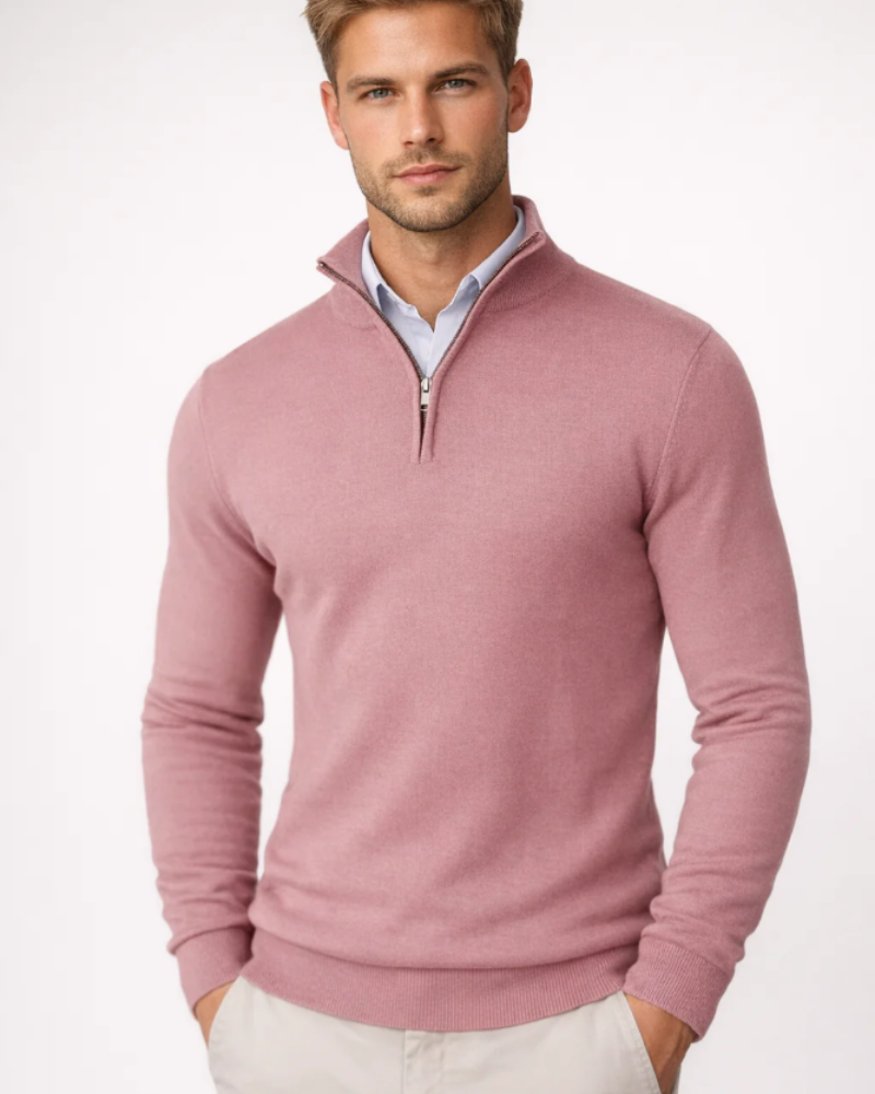 Wesley Jersey Cuello Alto Hombre – Media Cremallera, Punto Cómodo y Corte Relajado
