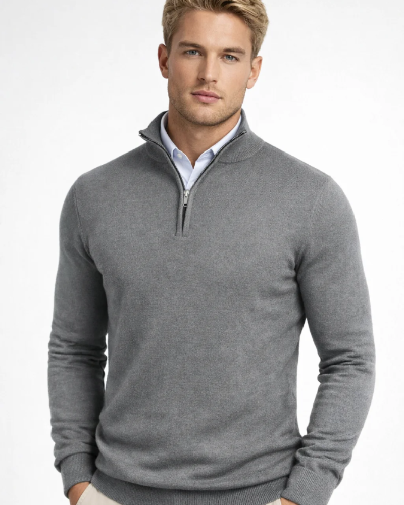 Wesley Jersey Cuello Alto Hombre – Media Cremallera, Punto Cómodo y Corte Relajado