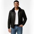 Michael Veste pour Homme – Blouson Élégant avec Col en Fourrure et Fermeture Éclair
