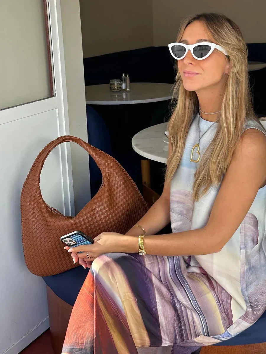 Sac tote tressé Noa pour femme – Shopper élégant en cuir vegan chic