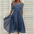 Melisande Robe longue en chiffon pour femme – Robe élégante pour fête chic
