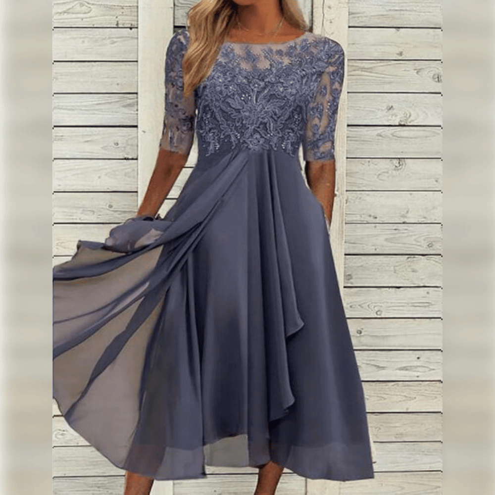 Melisande Vestido Largo de Chifón para Mujer – Vestido Elegante Fiesta Chic