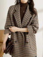 Audrey Chaqueta de Cuadros para Mujer – Abrigo Oversize Vintage Chic Elegante