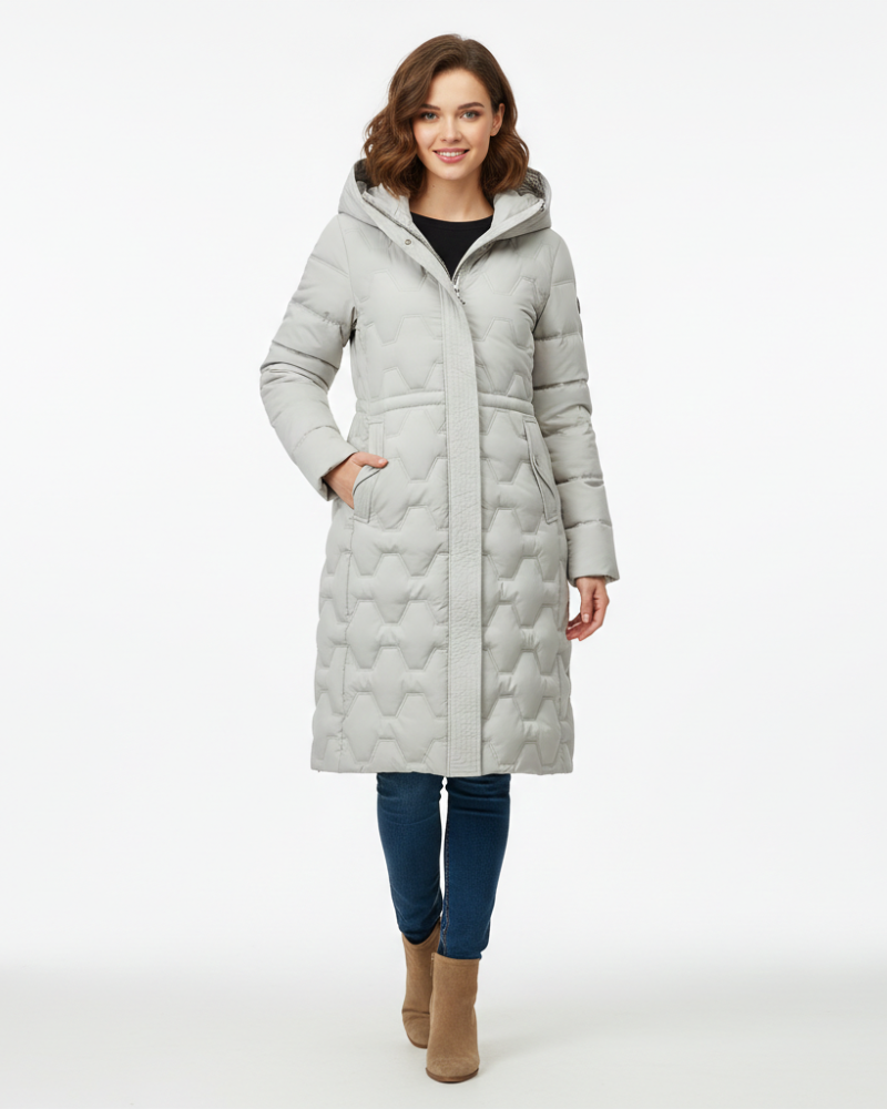 Nicole Abrigo Largo Acolchado para Mujer – Chaqueta Invierno Elegante Capucha
