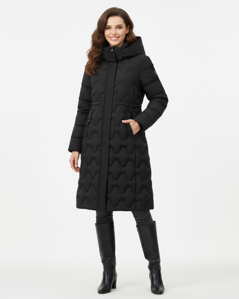 Nicole Abrigo Largo Acolchado para Mujer – Chaqueta Invierno Elegante Capucha