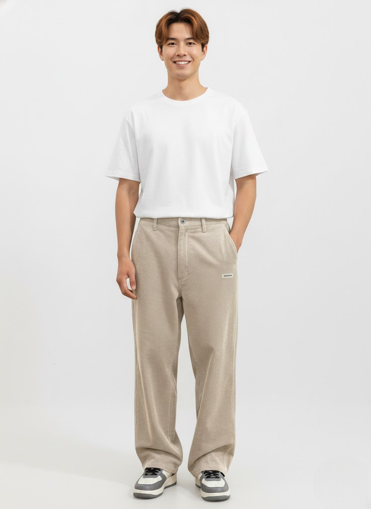 Noahry Pantalón de Pana para Hombre – Pantalón Loose Fit Streetwear Casual