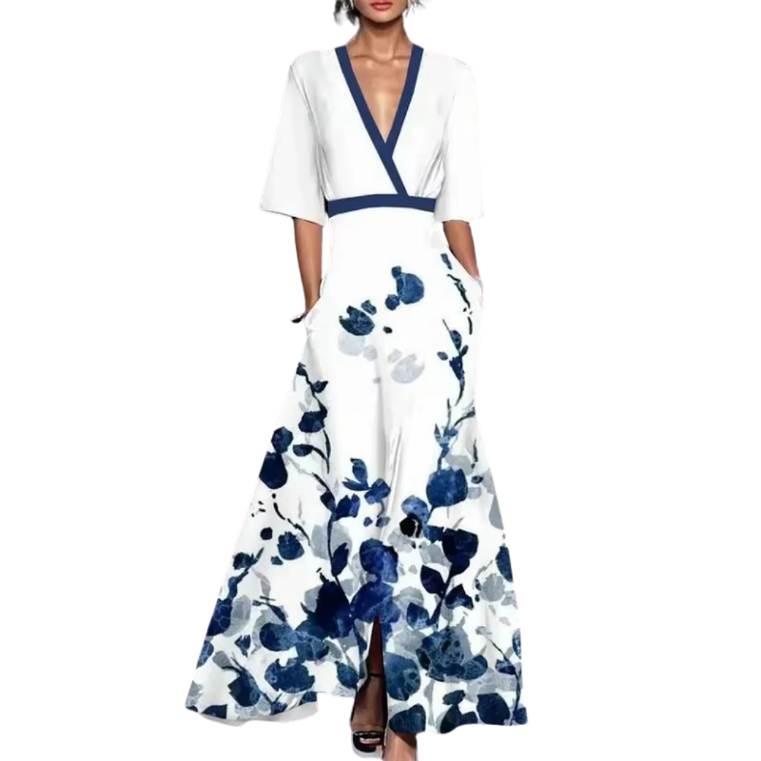 Noelle Vestido Floral para Mujer – Vestido Elegante Primavera Cuello V Chic