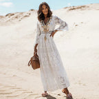 Aurora Vestido Bohemio Mujer – Vestido Largo de Manga Larga con Corte Fluido y Estilo Artístico