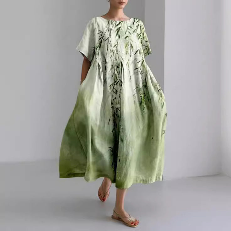 Sareno Vestido Midi Floral para Mujer – Vestido Elegante Fluido de Verano Chic