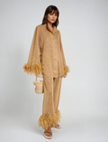 Laila Ensemble Élégant pour Femme – Set Deux Pièces avec Détail Plumes Chic