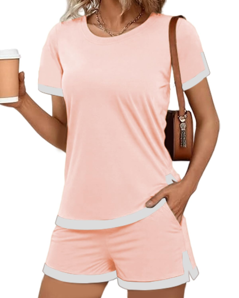 Valerie Pijama Mujer – Set Dos Piezas Suave con Camiseta, Shorts y Bolsillos