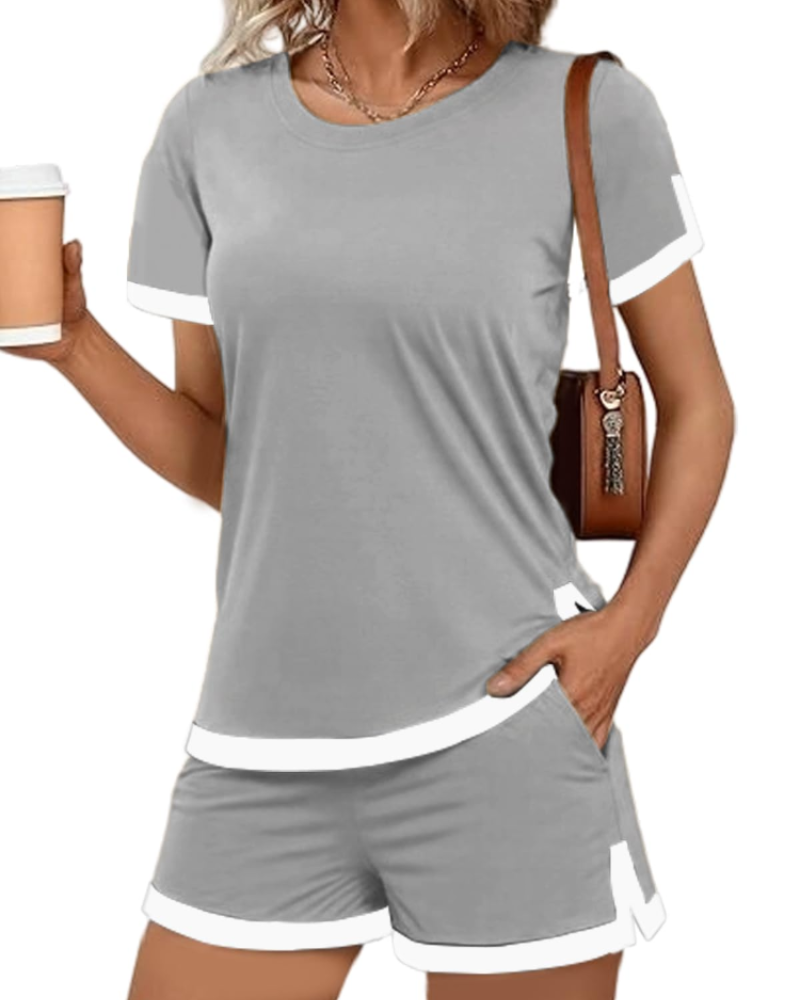 Valerie Pijama Mujer – Set Dos Piezas Suave con Camiseta, Shorts y Bolsillos