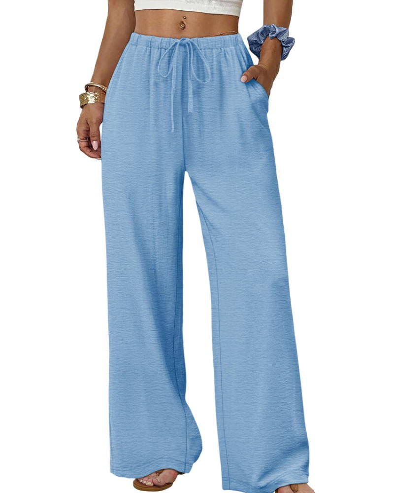 Willow Pantalón Palazzo Mujer – Pierna Ancha con Cintura Elástica y Cordón