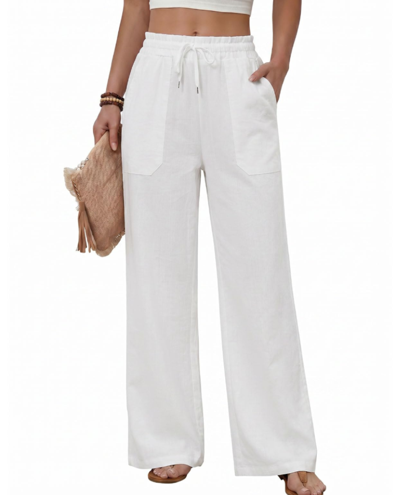 Elisa Pantalón Mujer – Verano Ligero, Cintura Ajustable y 4 Bolsillos