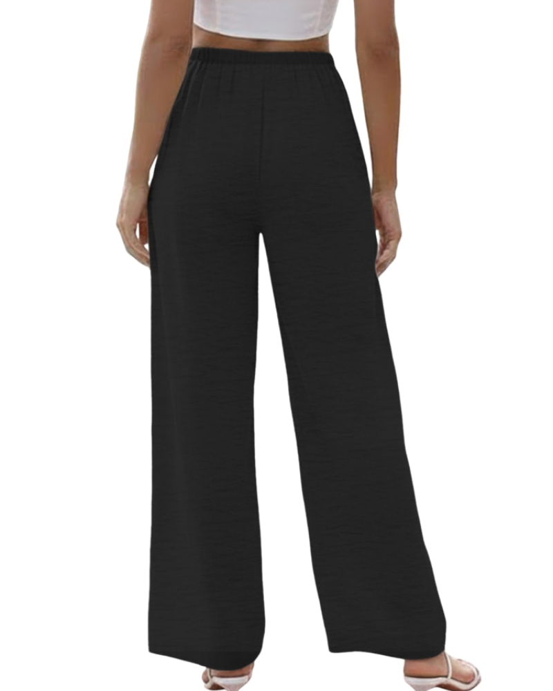 Willow Pantalón Palazzo Mujer – Pierna Ancha con Cintura Elástica y Cordón