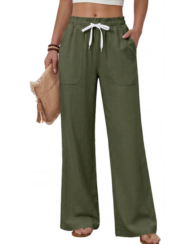 Elisa Pantalón Mujer – Verano Ligero, Cintura Ajustable y 4 Bolsillos