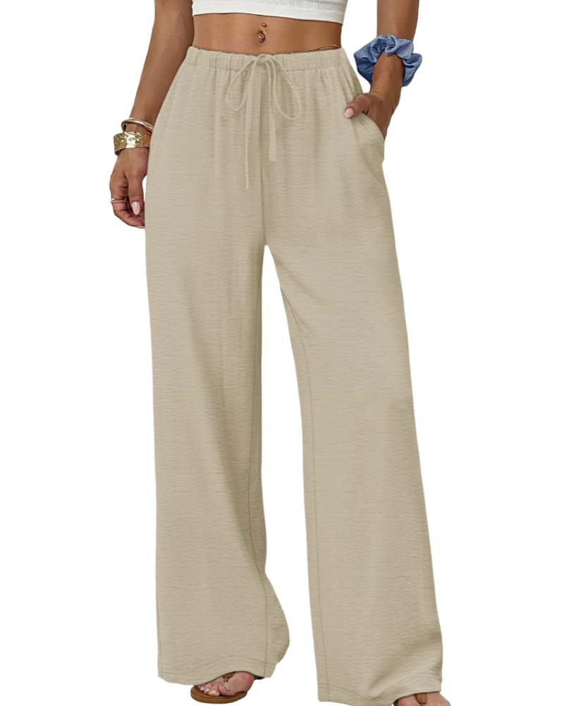Willow Pantalón Palazzo Mujer – Pierna Ancha con Cintura Elástica y Cordón