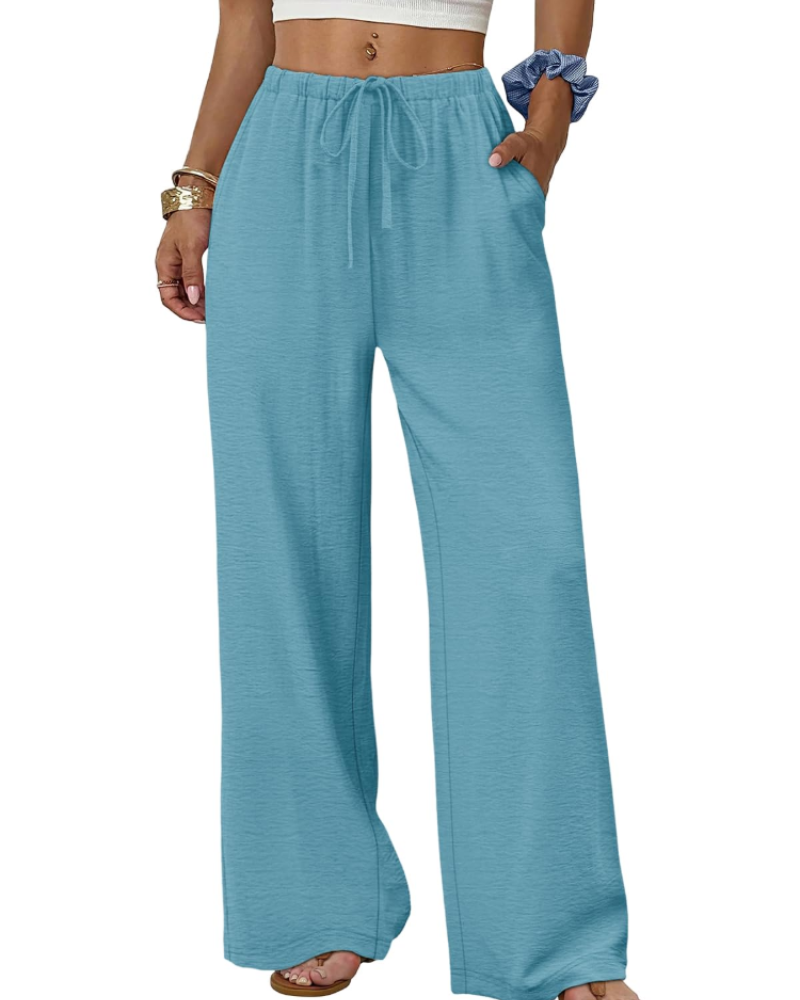 Willow Pantalón Palazzo Mujer – Pierna Ancha con Cintura Elástica y Cordón