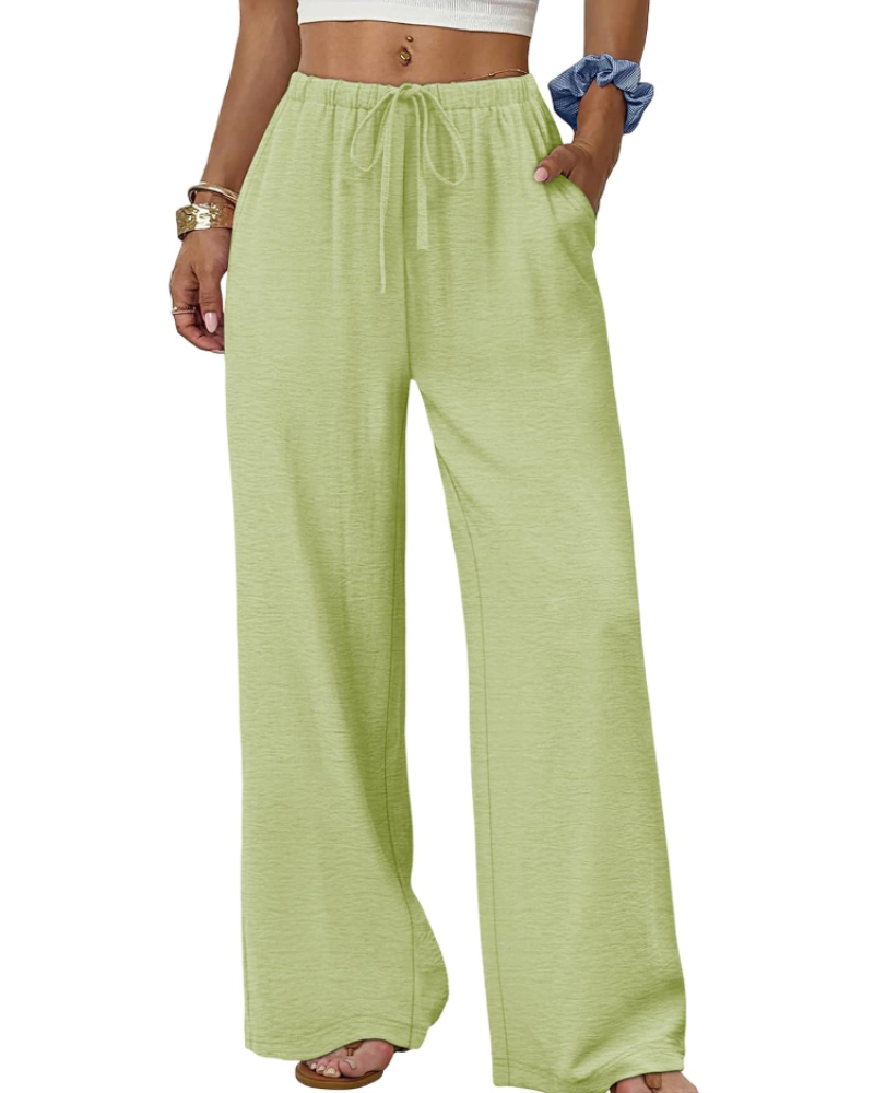 Willow Pantalón Palazzo Mujer – Pierna Ancha con Cintura Elástica y Cordón