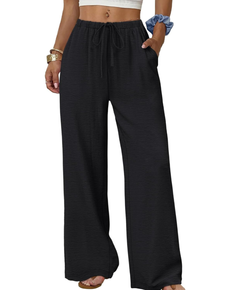Willow Pantalón Palazzo Mujer – Pierna Ancha con Cintura Elástica y Cordón