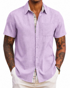 Caleb Camisa Hombre – Manga Corta, Bolsillo, Detalles Cuadros y Corte Regular