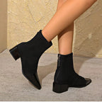 Grace Bottines à talons pour femme – Bottes élégantes en daim avec détails brillants