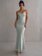 Marie Vestido Largo Satinado para Mujer – Vestido Fiesta Elegante Chic