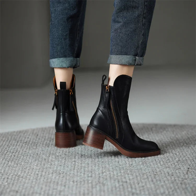 Kailani Botines de Cuero para Mujer – Botas Elegantes Premium Cómodas y Chic