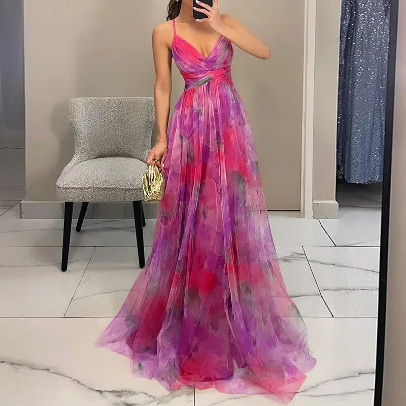 Bella Vestido Largo Floral para Mujer – Vestido Veraniego Elegante y Fluido Chic