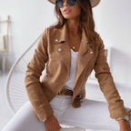 Marigold veste biker en daim pour femme – blouson camel élégant chic