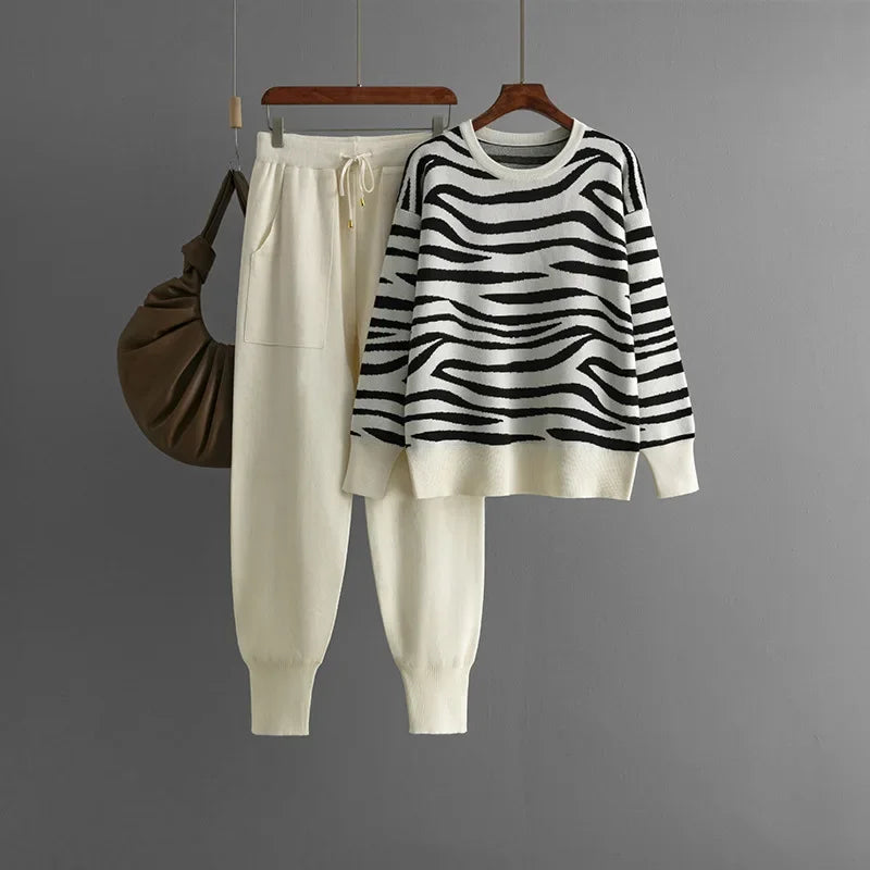 Delaney Conjunto de Cachemira para Mujer – Set Zebra Elegante y Suave Chic