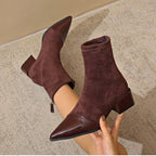Grace Bottines à talons pour femme – Bottes élégantes en daim avec détails brillants