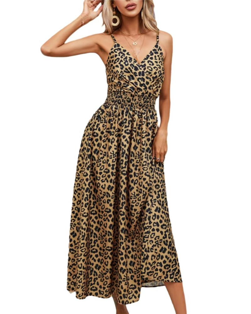 Piper Vestido Maxi Floral Mujer – Cuello en V, Tirantes Finos y Cintura Alta