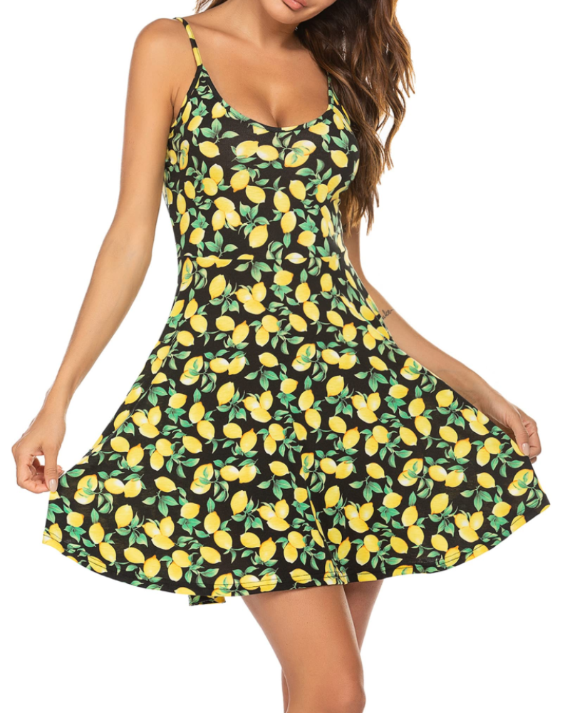 Genevieve Vestido Floral Mujer – Tirantes Ajustables, Cuello en V y Corte Línea A