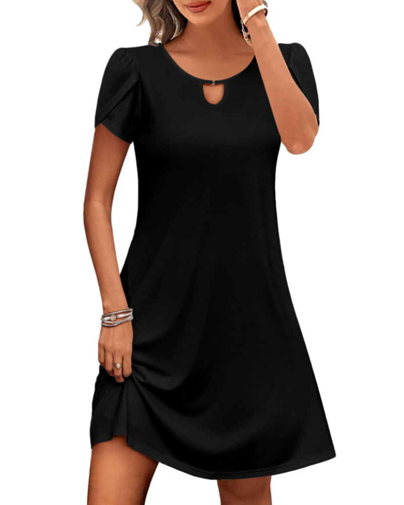 Camille Vestido Midi Floral Mujer – Cuello Redondo, Mangas Abullonadas y Bolsillos