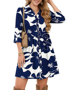 Avery Vestito Camicia Donna – Collo a V, Vita Impero, Tasche e Bottoni