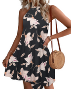 Bianca Vestido Mini Halter Mujer – Espalda Abierta, Bolsillos y Corte Línea A