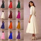 Ivoire Vestido Midi para Mujer – Vestido de Algodón Elegante Ajustado Chic