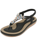 Victoria Sandalias Mujer Bohemias – Flor Pedrería, Acolchadas y Antideslizantes