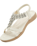 Ava Sandalias Mujer Bohemias – T-Strap con Pedrería y Suela Antideslizante